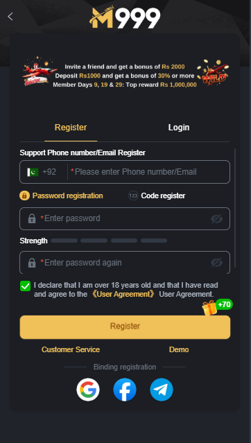 M999 Game APK Registration