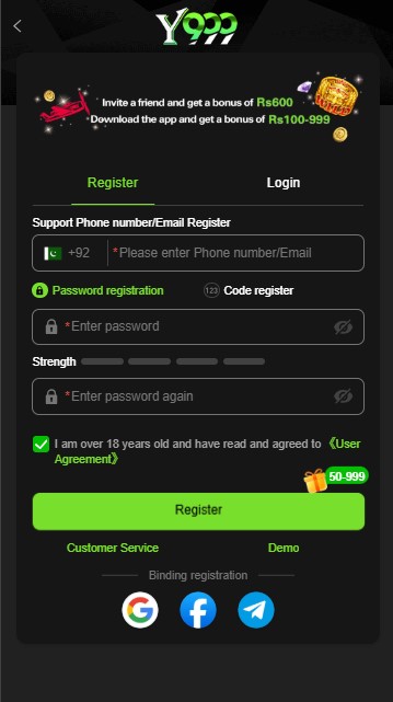 How to Register on Y999 Game APK