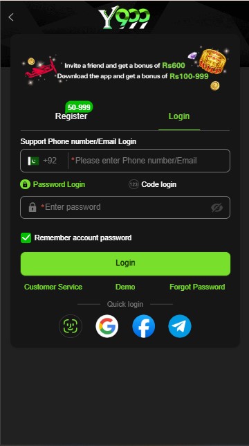 How to Login on Y999 Game APK