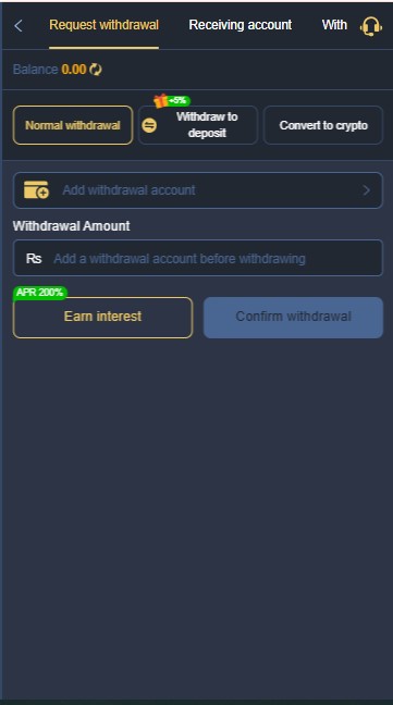 p44 bet apk withdrawal screen