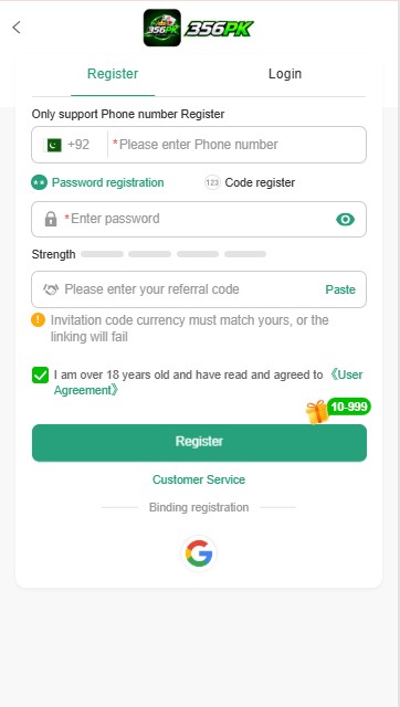 There has been significant development in the sector of mobile games in Pakistan in 2026, whereby one of the top-earning applications is PK365 Game APK that has attracted the interest of gamers across the countr356PK Game APK Registration Screeny.